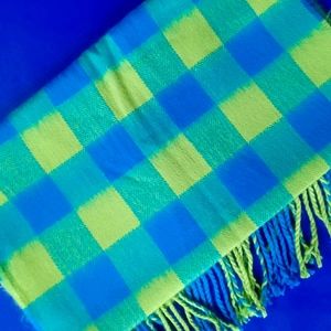 American Eagle Outfitters Large Scarf Turquoise Blue & Lime Yellow check print